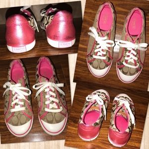 COACH Barrett Khaki / Hot Pink Signature Sneakers